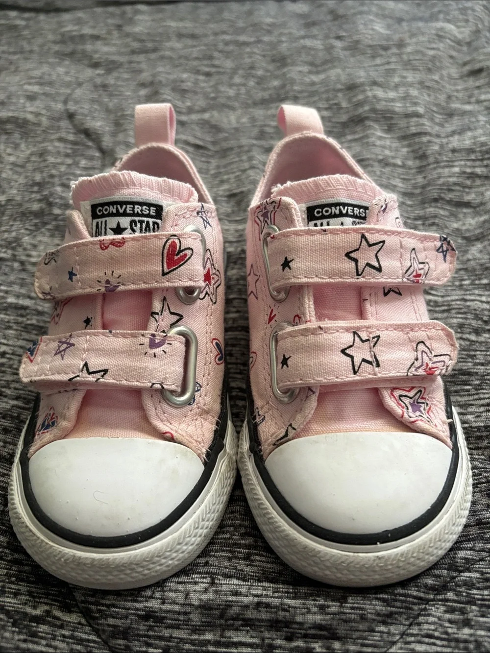 Converse Pink Star & Heart Print Kids Sneakers